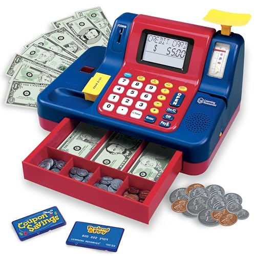 Learning Resources Pretend & Play Teaching Cash Register - Math Games, Shopping Grocery Store Playset, Fine Motor Skills, Gifts For Boys and Girls