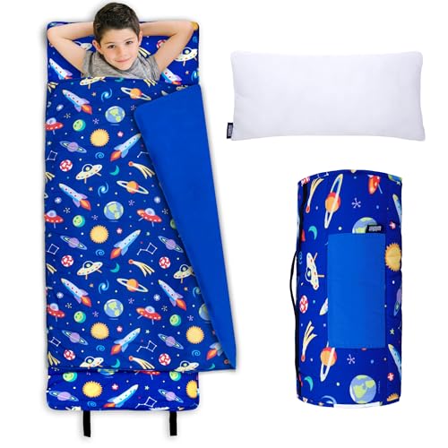Wildkin Kids Original Nap Mat  Cozy Kids Sleep Mat with Pillow, Ideal for School & Travel - Out of This World