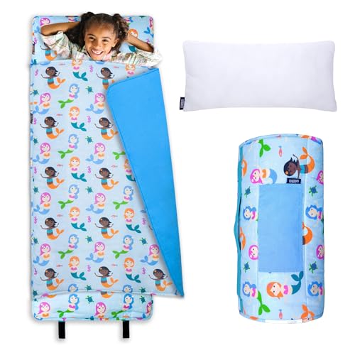 Wildkin Kids Original Nap Mat  Cozy Kids Sleep Mat with Pillow, ideal for School & Travel