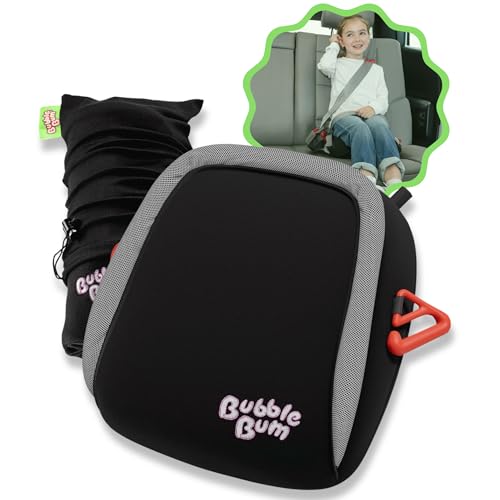 BubbleBum Inflatable Booster Car Seat  Foldable, Lightweight, Backless Travel Booster Seat for Kids, Portable Carseat for Toddler, Fits 3 Across, Compact for Uber - Ages 4-11 Year Old, - Black