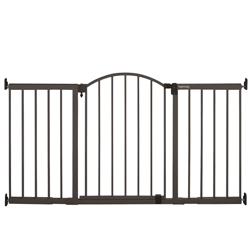 Ingenuity Decorative Extra Wide Baby Gate & Dog Gate, 44"-72" Wide, 36" Tall, Hardware or Pressure Mounted, Install in Hallways, Bottom of Stairs, or Large Openings - Bronze