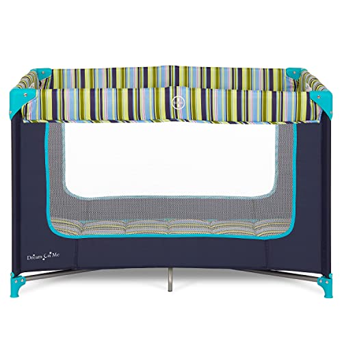 Dream On Me Zodiak Portable Playard in Navy, Lightweight, Packable and Easy Setup Baby Playard, Breathable Mesh Sides and Soft Fabric - Comes with a Removable Padded Mat