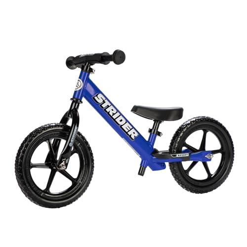 Strider 12 Sport Bike - No Pedal Balance Bicycle for Kids 1 to 4 Years - Includes Safety Pad, Padded Seat, Mini Grips & Flat-Free Tires - Tool-Free Assembly & Adjustments