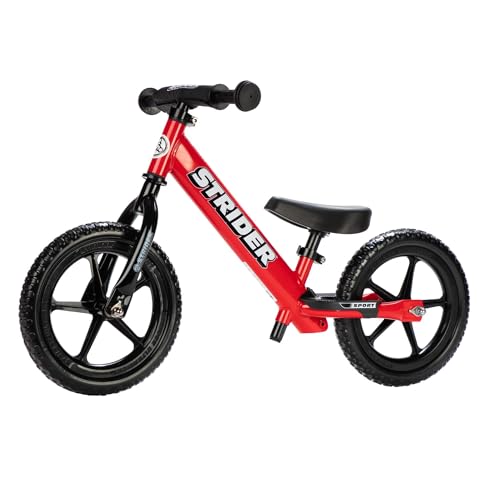 Strider 12 Sport Bike - No Pedal Balance Bicycle for Kids 1 to 4 Years - Includes Safety Pad, Padded Seat, Mini Grips & Flat-Free Tires - Tool-Free Assembly & Adjustments