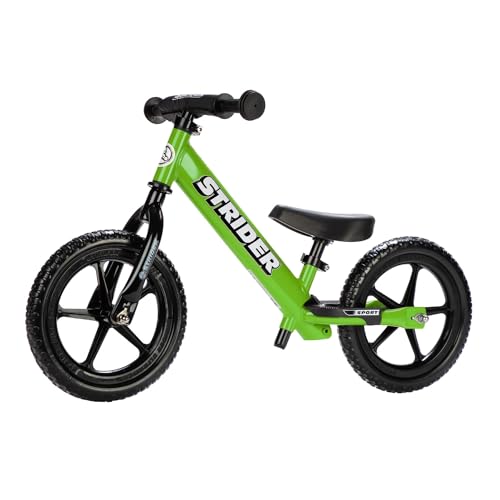 Strider 12 Sport Bike - No Pedal Balance Bicycle for Kids 1 to 4 Years - Includes Safety Pad, Padded Seat, Mini Grips & Flat-Free Tires - Tool-Free Assembly & Adjustments