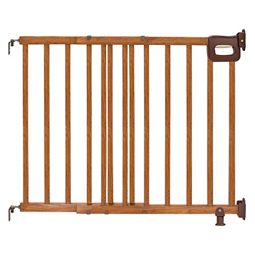 Ingenuity Wood Banister & Stair Safety Pet and Baby Gate, 32"-48" Wide, 33" Tall, Install Banister to Banister or Wall, or Wall to Wall in Doorway or Stairway, Banister and Hardware Mounts - Cherry