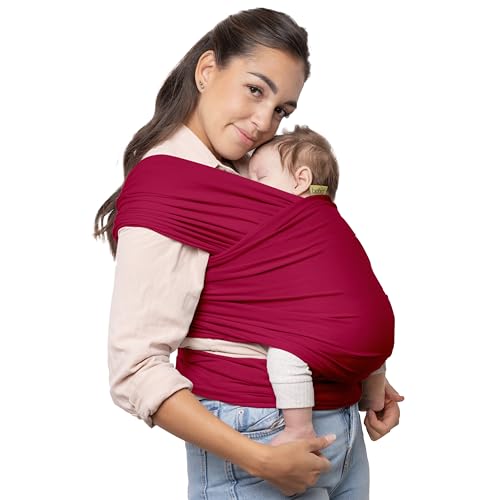 Boba Baby Wrap Carrier - Original Baby Carrier Wrap for Newborns - Baby Wearing Essentials - Newborn Wrap Swaddle Holder, Newborn to Toddler Infant Sling (Sangria)