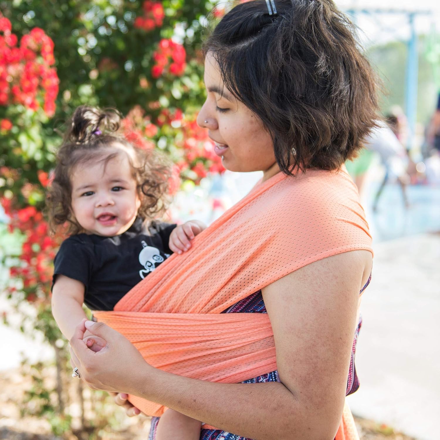 Wrap - Versatile Water & Warm Weather Baby Carrier | Made in USA with Safety Tested Fabric, CPSIA & ASTM Compliant | Lightweight, Quick Dry (Coral Sea, X-Long)