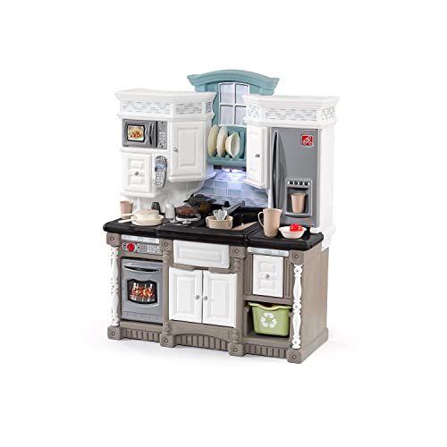 Step2 Lifestyle Dream Kids Kitchen Playset, Indoor/Outdoor Kitchenette, Interactive Play with Lights and Sounds, Made of Durable Plastic, 37 Piece Toy Accessories, Toddlers 2+ Years Old, Gray