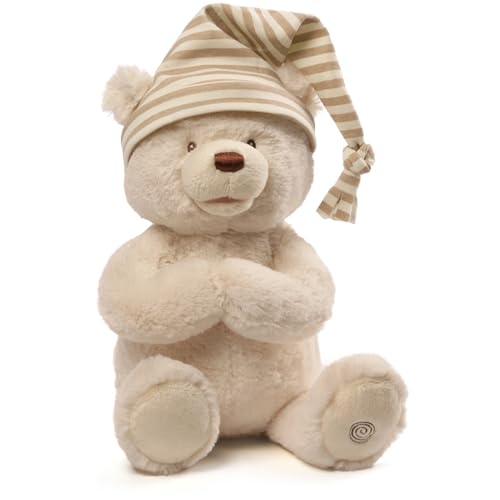GUND Animated Goodnight Prayer Bear, Spiritual Plush Teddy Bear, Sensory Toy Stuffed Animal for Ages 0 and Up, Tan, 11"