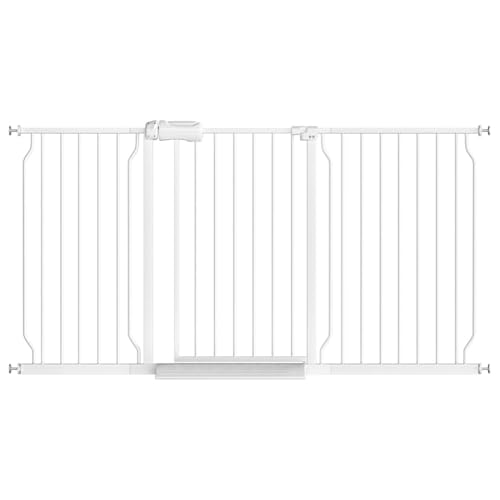 Fairy Baby Extra Wide Baby Gate for Dogs Pressure Monuted Safety Gate for Living Room, Fits 62 Inch to 67 Inch with Pressure Mounted Extention Kit, White