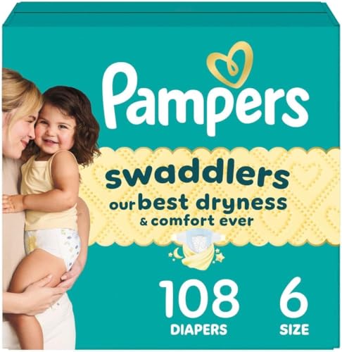 Pampers Baby Diapers - Swaddlers - Size 6, 108 Count, Ultra Absorbent Disposable Infant Diaper