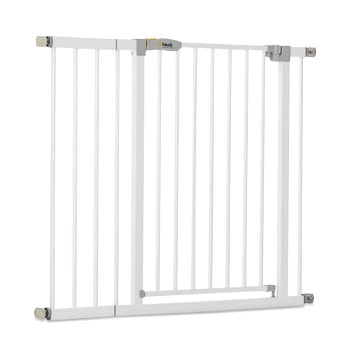 Hauck Open N Stop Pressure Fit Baby & Pet Safety Gate w/ 8" Extension, Accommodates 27.8 to 29.75" Wide Home Doorway, Stairway, or Hallway, White