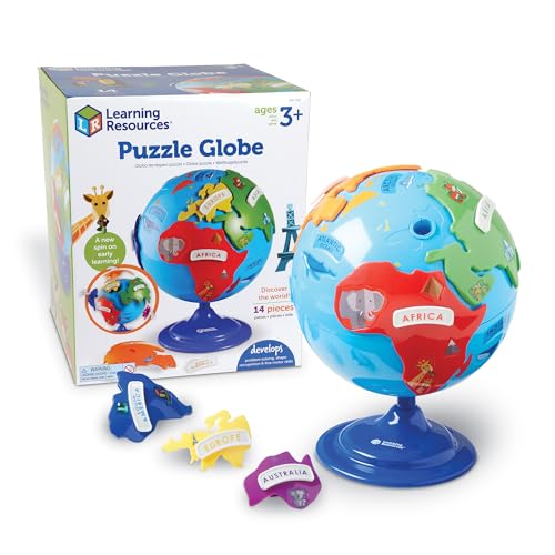 Learning Resources Puzzle Globe - Earth Montessori Toys, Preschool Classroom Must Haves, STEM World Puzzles , Educational Geography Games, Fine Motor Skills, Gifts for Boys and Girls