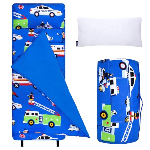 Wildkin Kids Microfiber Nap Mat  Soft Sleep Mat with Pillow, Ideal for School & Travel - Heroes