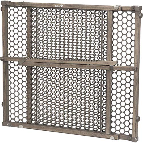 Safety 1st Adjustable Baby Gate for Doorways, Pressure Mount Fastening Gates for Pets, Toddlers, Babies, Children, Vintage Wood, Grey
