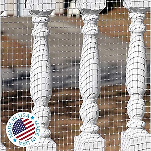 KidKusion Deck Guard | Made in USA | 30' L x 38" H | Clear | Outdoor Balcony and Stairway Deck Rail Safety Net | Child Safety; Pet Safety; Toy Safety