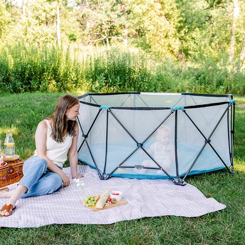 Regalo My Play Deluxe Extra Large Portable Play Yard Indoor and Outdoor, Bonus Kit, Washable, Teal, 8-Panel