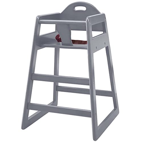 Wooden High Chair for Baby & Toddler  Restaurant-Style Stackable HighChair with Commercial Grade Solid Wood for Dining Table & Kitchen  Compact & Portable Design for Home & Restaurant Use - Gray