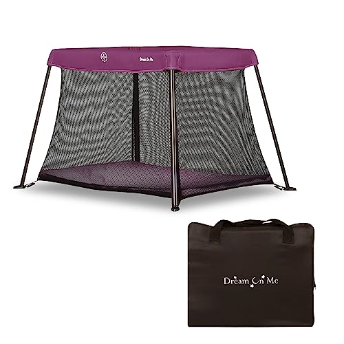 Dream On Me Travel Light Playard, Award Winning Lightweight Portable, Breathable Mesh Sides with Soft Comfortable Mattress, Easy Compact Fold Design with Travel Carry Bag  Purple