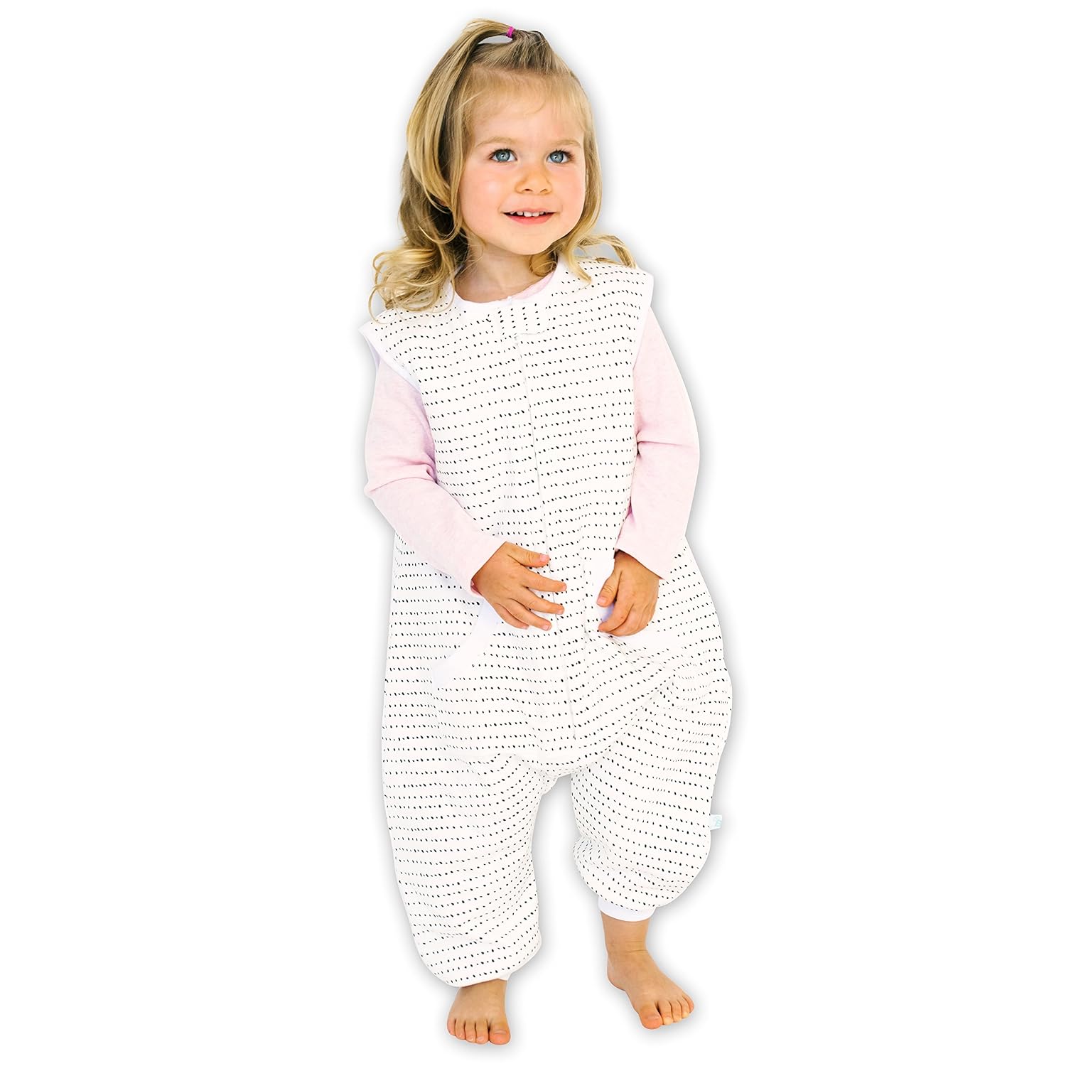 Tealbee Dreamsuit: Toddler Sleep Sack with Feet 2T 3T - 1.5 TOG Winter Baby Wearable Blanket for Walkers - Rayon made from Bamboo, Organic Cotton Sleep Bag - Brushed Dots