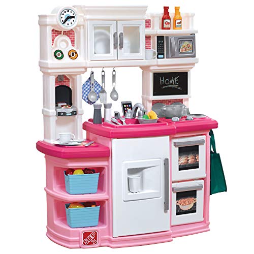 Step2 Great Gourmet Kids Kitchen Playset, Indoor/Outdoor Kitchenette, Interactive Play with Lights and Sounds, Made of Durable Plastic, Includes 33 Piece Toy Accessories, Toddlers 3+ Years Old, Pink