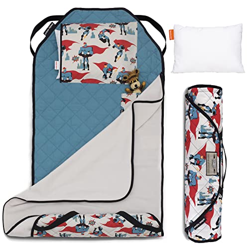 Tot Cot Kids Nap Mat - Toddler Preschool Daycare Bedding Cover with Blanket and Pillow - Ages 2 Yrs to 5 Yrs