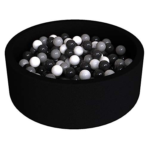 Wonder Space Deluxe Kids Round Ball Pit, Premium Handmade Kiddie Balls Pool, Soft Indoor Outdoor Nursery Baby Playpen, Ideal Gift Play Toy for Children Toddler Infant Boys and Girls (Black)