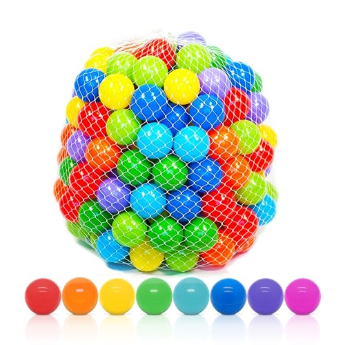 Playz Soft Plastic Mini Ball Pit Balls 500 Count - w/ 8 Vibrant Colors - Crush Proof, No Sharp Edges, Non Toxic, Phthalate & BPA Free for Baby Toddler Ball Pit, Play Tents & Tunnels Indoor & Outdoor