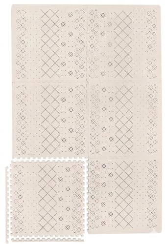 Yay Mats Stylish Extra Large Baby Play Mat. Soft, Thick, Non-Toxic Foam Covers 6 ft x 4 ft. Expandable Tiles with Edges Infants and Kids Playmat Tummy Time Mat (Carter Mudcloth Tan)