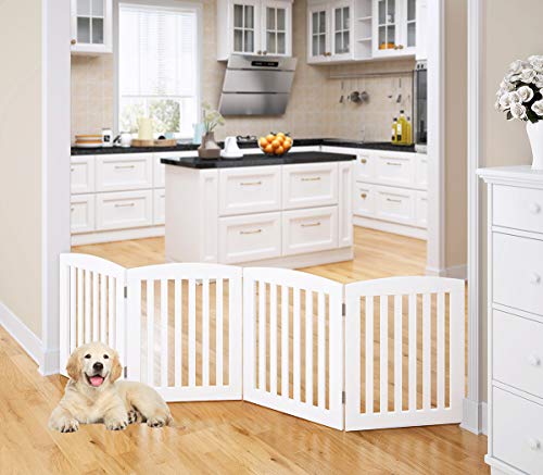 PAWLAND Wooden Freestanding Foldable Pet Gate (4 Panels)