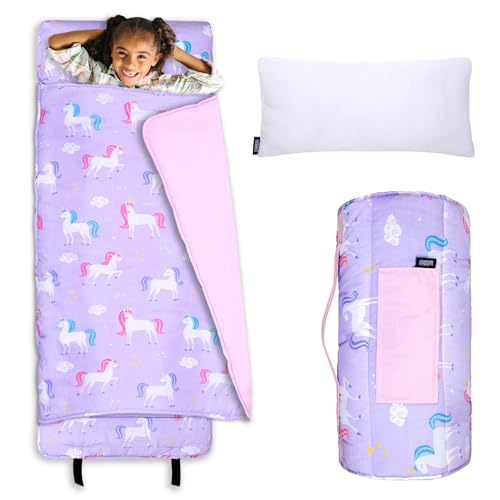 Wildkin Kids Original Nap Mat  Cozy Kids Sleep Mat with Pillow, ideal for School & Travel