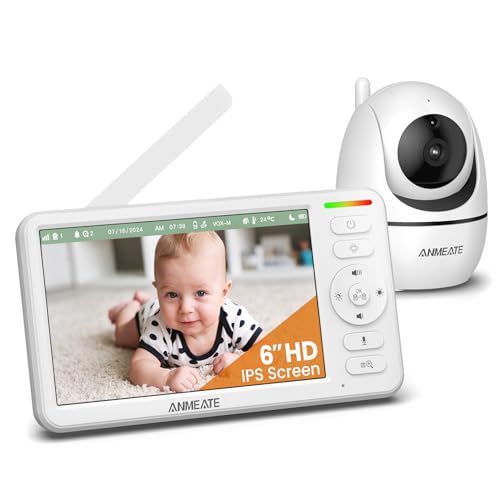 ANMEATE Video Baby Monitor with Digital Camera, Digital 2.4Ghz Wireless Video Monitor with Temperature Monitor, 960ft Transmission Range, 2-Way Talk, Night Vision, High Capacity Battery(1 Camera)