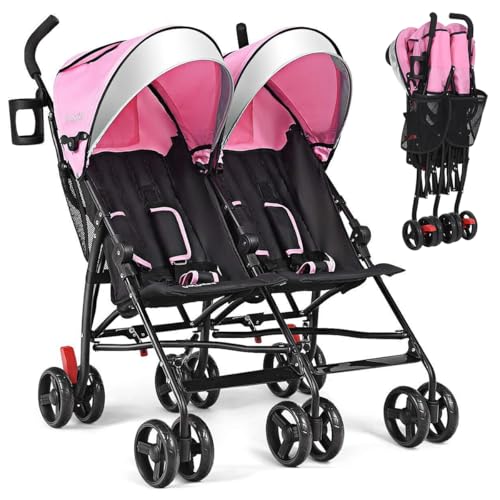 BABY JOY Double Umbrella Stroller (Pink)