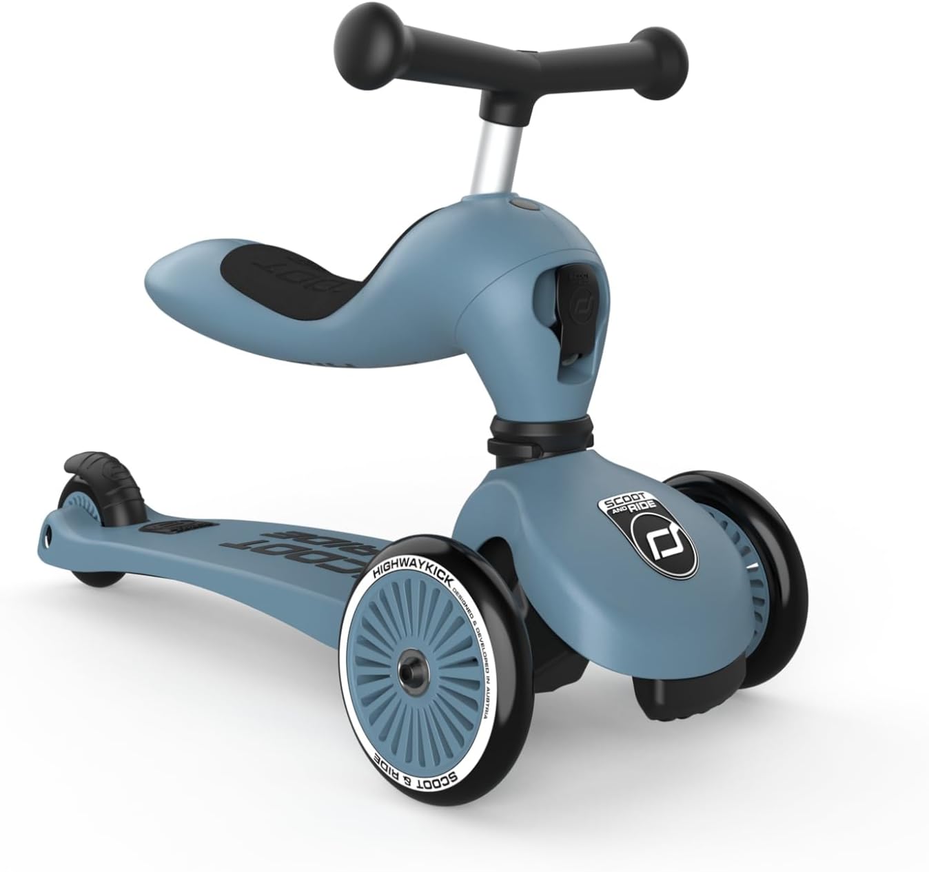 Scoot & Ride 2-in-1 Ride-On & Stand Kids Scooter, Ages 1 to 5, Highwaykick 1, Steel