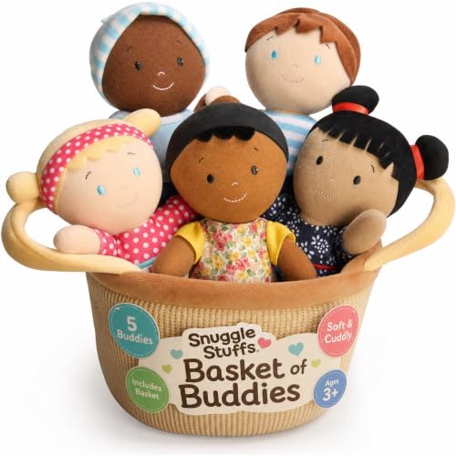 Snuggle Stuffs Basket of Buddies Plush Diversity Multicultural Ethnic Dolls
