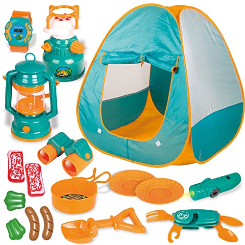 FUN LITTLE TOYS Pop Up Play Tent with Camping Gear and Tools Set