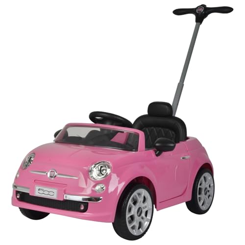 Best Ride On Cars 2-in-1 Fiat 500 Baby Toddler Toy Push Vehicle Car Stroller with 40 Pound Capacity and Lights for Children Ages 1 to 3 Years, Pink