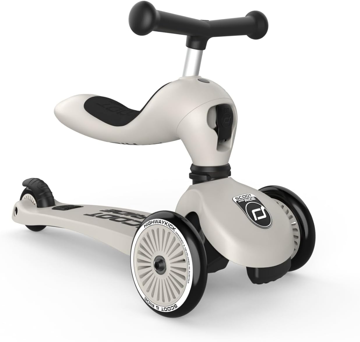Scoot & Ride 2-in-1 Ride-On & Stand Kids Scooter, Ages 1 to 5, Highwaykick 1, Ash