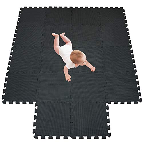 meiqicool Foam Play Mat Thick Soft EVA (Black 18 Piece D)