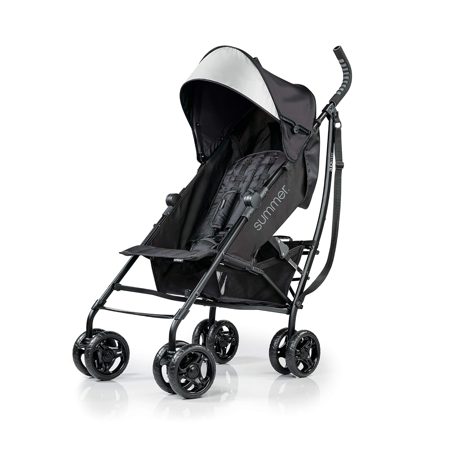 Summer Infant Ingenuity 3Dlite Convenience Stroller,Jet BlackLightweight Stroller with Aluminum Frame,Large Seat Area, 4 Position Recline, Extra Large Storage Basket Infant Stroller for Travel&More