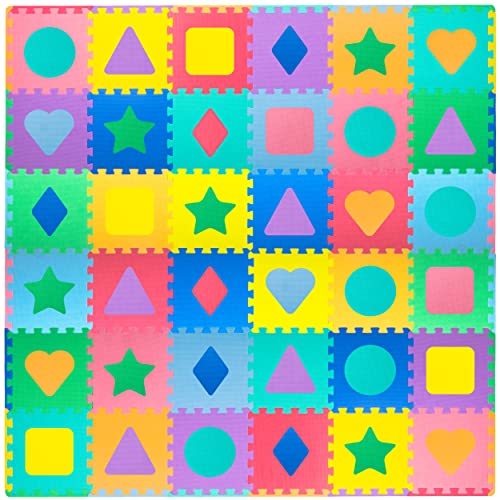 ProSource Kids Puzzle Alphabet, Numbers, 36 Tiles and Edges Play Mat