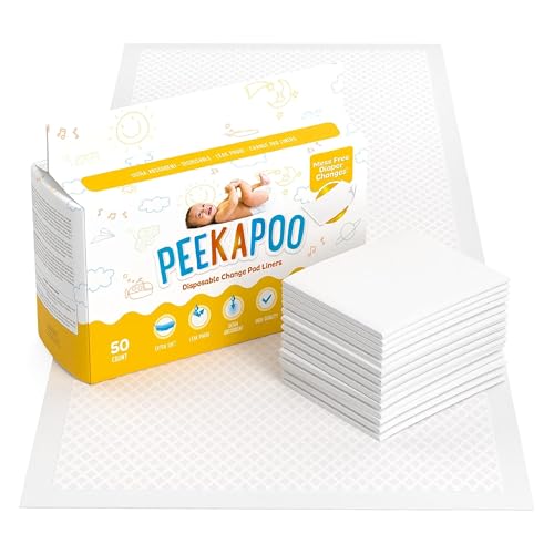 Peekapoo - The Original Disposable Baby Changing Pad Liners  50 Pack | Super Soft, Waterproof, Ultra Absorbent | Portable, Travel-Friendly, Mess-Free Diaper Changes Anywhere