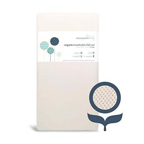 Naturepedic Organic Crib Mattress - 2-Stage 144 Coil Infant & Toddler Mattress with Protector Pad - Waterproof, Breathable & Non-Toxic for Baby and Toddler Bed