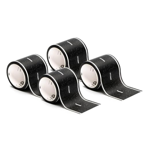 PlayTape Road Tape for Toy Cars - Sticks to Flat Surfaces; No Residue; 4-Pack of 30 ft. x 2 in. Asphalt Road