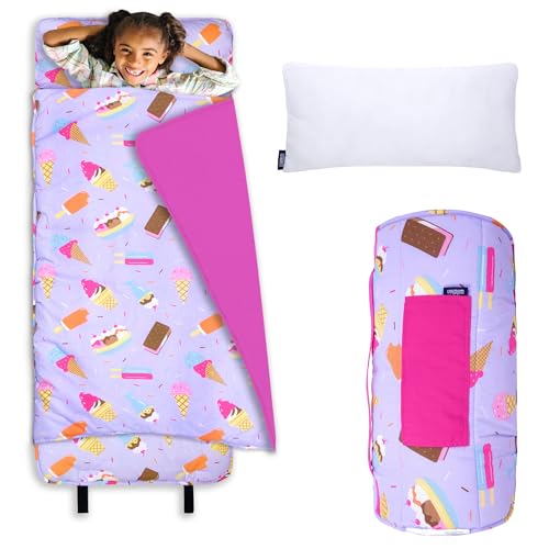 Wildkin Kids Original Nap Mat  Cozy Kids Sleep Mat with Pillow, ideal for School & Travel