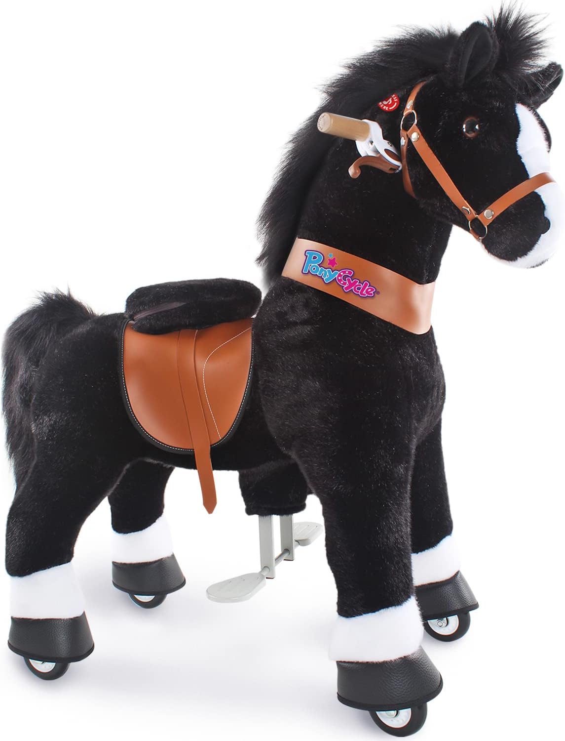 Pony Cycle Kids Riding Toys Horse Ride-on Pony Rider (with Brake/ 36" Height/Size 4 for Age 4-7) Riding Walking Horse Toy Plush Giddyup Boys & Girls for Indoor & Outdoor Rocking Animal Brown Ux426