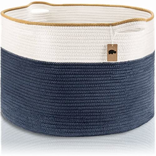 Little Hippo Baskets XXXL Large Cotton Rope Basket 22"x22"x14" Storage Woven Blanket Organizer for Living Room Organizing, Baby Gift, Kids Toy Storage