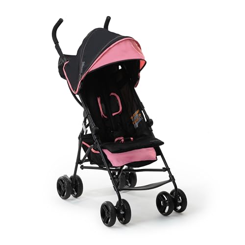 Ingenuity 3D Mini Convenience Stroller  Lightweight Stroller with Compact Fold, Multi-Position Recline, Canopy with Pop Out Sun Visor and More  Umbrella Stroller for Travel, Pink
