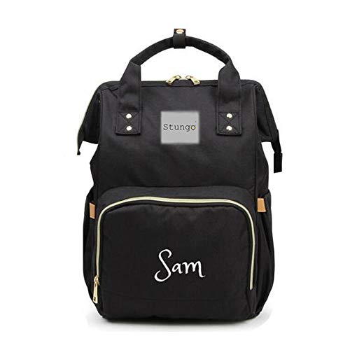 Personalized Large Diaper Bag Knapsack/Tote (Black)